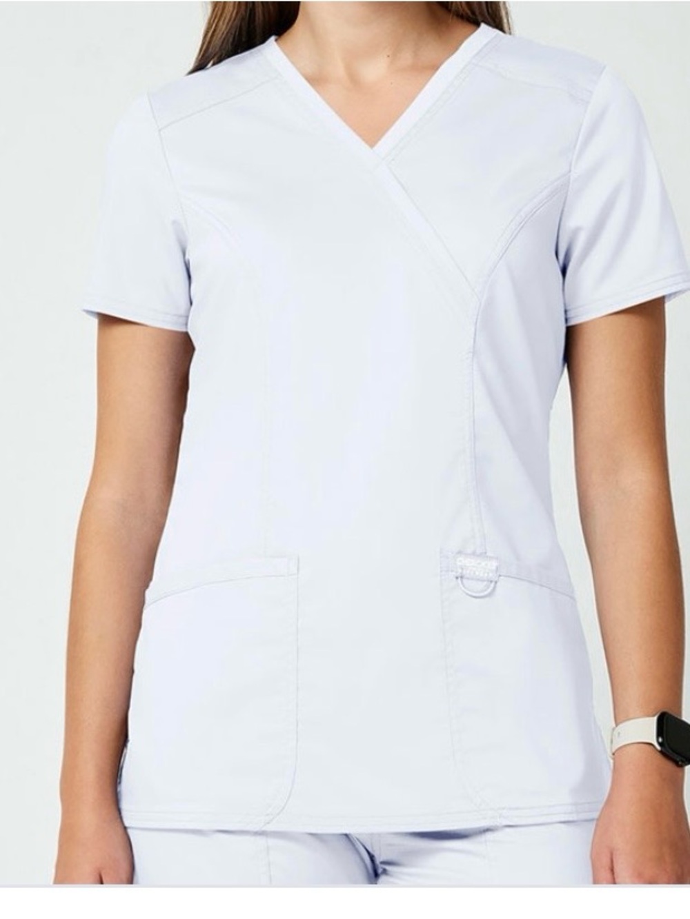 Cherokee Revolution - Ladies Mock Wrap Scrub Top white large
